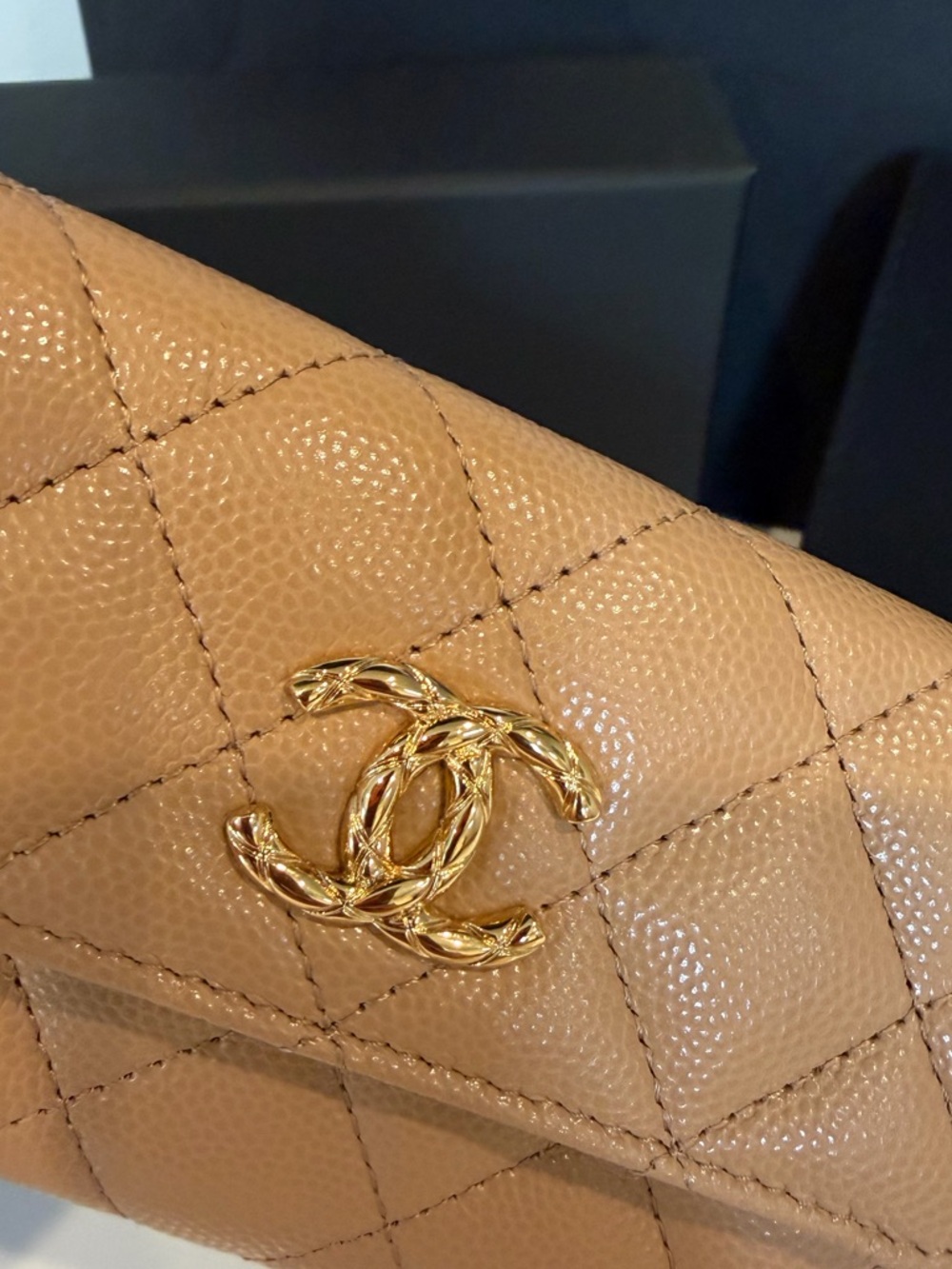 CHANEL Quilted Caviar Leather Wallet in Tan  CC 2026 ⭐️latest collection ❤️‍🔥 - Picture 9 of 14